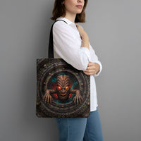 3D Illusion Haunted Tiki Totem Halloween Tote Bag Polynesian Wood Spirit Fiery DT05 - Polynesian Pride