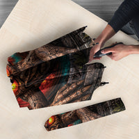 3D Illusion Haunted Tiki Totem Halloween Umbrella Polynesian Wood Spirit Fiery DT05 - Polynesian Pride