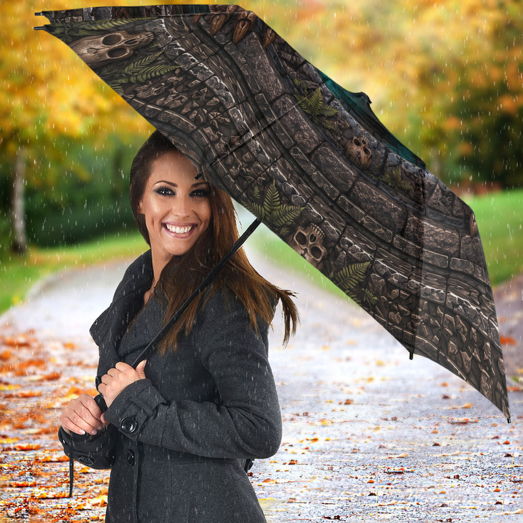 3D Illusion Haunted Tiki Totem Halloween Umbrella Polynesian Wood Spirit Fiery DT05 - Polynesian Pride