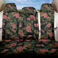 Tropical Calavera Hawaiian Back Car Seat Cover Sugar Skull Pineapple Hibiscus Floral DT05 One Size Black - Polynesian Pride