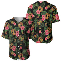 Tropical Calavera Hawaiian Baseball Jersey Sugar Skull Pineapple Hibiscus Floral DT05 - Polynesian Pride