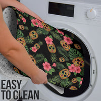 Tropical Calavera Hawaiian Bathroom Set Sugar Skull Pineapple Hibiscus Floral DT05 - Polynesian Pride