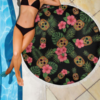 Tropical Calavera Hawaiian Beach Blanket Sugar Skull Pineapple Hibiscus Floral DT05 - Polynesian Pride
