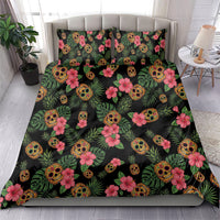 Tropical Calavera Hawaiian Bedding Set Sugar Skull Pineapple Hibiscus Floral DT05 - Polynesian Pride