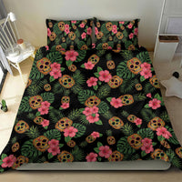 Tropical Calavera Hawaiian Bedding Set Sugar Skull Pineapple Hibiscus Floral DT05 - Polynesian Pride