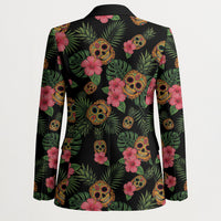 Tropical Calavera Hawaiian Blazer Sugar Skull Pineapple Hibiscus Floral DT05 - Polynesian Pride