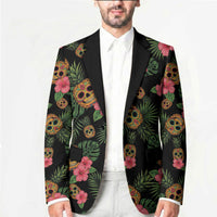 Tropical Calavera Hawaiian Blazer Sugar Skull Pineapple Hibiscus Floral DT05 - Polynesian Pride