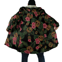Tropical Calavera Hawaiian Cloak Sugar Skull Pineapple Hibiscus Floral DT05 - Polynesian Pride