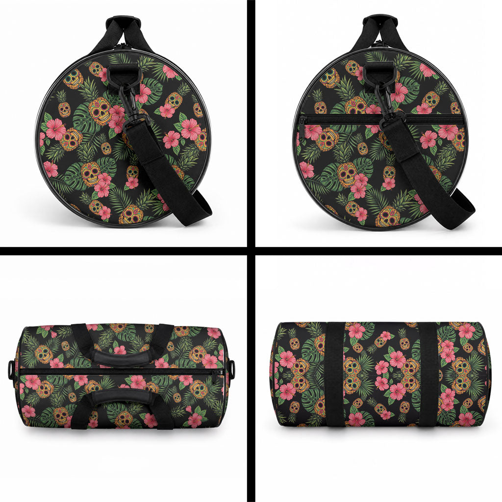 Tropical Calavera Hawaiian Duffle Bag Sugar Skull Pineapple Hibiscus Floral DT05 - Polynesian Pride