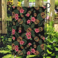 Tropical Calavera Hawaiian Garden Flag Sugar Skull Pineapple Hibiscus Floral DT05 Garden Flag Black - Polynesian Pride