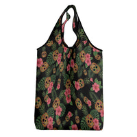 Tropical Calavera Hawaiian Grocery Bag Sugar Skull Pineapple Hibiscus Floral DT05 - Polynesian Pride