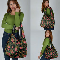 Tropical Calavera Hawaiian Grocery Bag Sugar Skull Pineapple Hibiscus Floral DT05 - Polynesian Pride