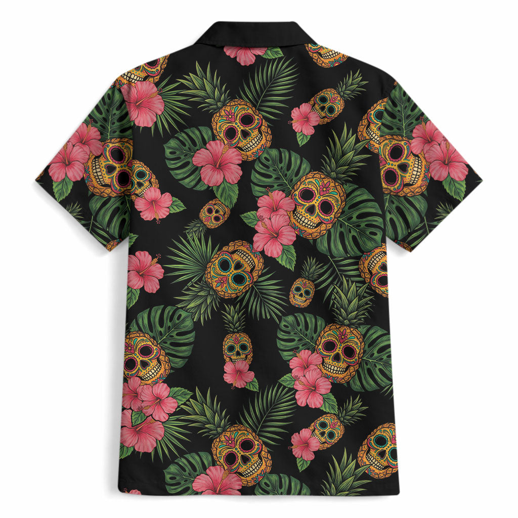 Tropical Calavera Hawaiian Hawaiian Shirt Sugar Skull Pineapple Hibiscus Floral DT05 - Polynesian Pride