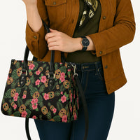 Tropical Calavera Hawaiian Leather Bag Sugar Skull Pineapple Hibiscus Floral DT05 - Polynesian Pride