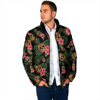 Tropical Calavera Hawaiian Padded Jacket Sugar Skull Pineapple Hibiscus Floral DT05 - Polynesian Pride