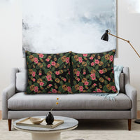 Tropical Calavera Hawaiian Pillow Cover Sugar Skull Pineapple Hibiscus Floral DT05 - Polynesian Pride