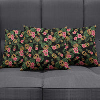 Tropical Calavera Hawaiian Pillow Cover Sugar Skull Pineapple Hibiscus Floral DT05 - Polynesian Pride