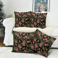 Tropical Calavera Hawaiian Pillow Cover Sugar Skull Pineapple Hibiscus Floral DT05 - Polynesian Pride