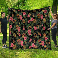 Tropical Calavera Hawaiian Quilt Sugar Skull Pineapple Hibiscus Floral DT05 - Polynesian Pride