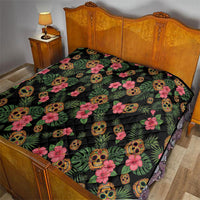 Tropical Calavera Hawaiian Quilt Sugar Skull Pineapple Hibiscus Floral DT05 - Polynesian Pride