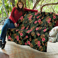 Tropical Calavera Hawaiian Quilt Sugar Skull Pineapple Hibiscus Floral DT05 - Polynesian Pride