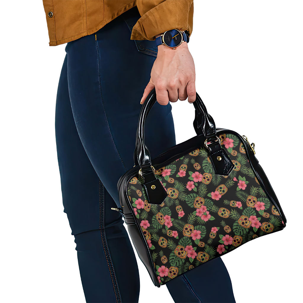 Tropical Calavera Hawaiian Shoulder Handbag Sugar Skull Pineapple Hibiscus Floral DT05 - Polynesian Pride