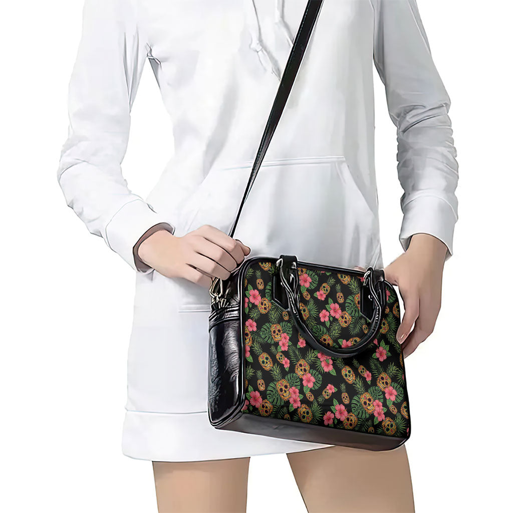 Tropical Calavera Hawaiian Shoulder Handbag Sugar Skull Pineapple Hibiscus Floral DT05 - Polynesian Pride