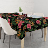 Tropical Calavera Hawaiian Tablecloth Sugar Skull Pineapple Hibiscus Floral DT05 - Polynesian Pride
