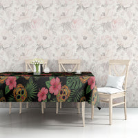 Tropical Calavera Hawaiian Tablecloth Sugar Skull Pineapple Hibiscus Floral DT05 - Polynesian Pride