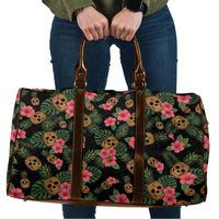 Tropical Calavera Hawaiian Travel Bag Sugar Skull Pineapple Hibiscus Floral DT05 Black - Polynesian Pride