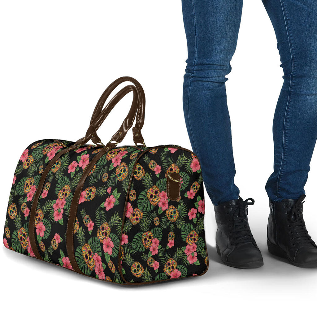 Tropical Calavera Hawaiian Travel Bag Sugar Skull Pineapple Hibiscus Floral DT05 - Polynesian Pride