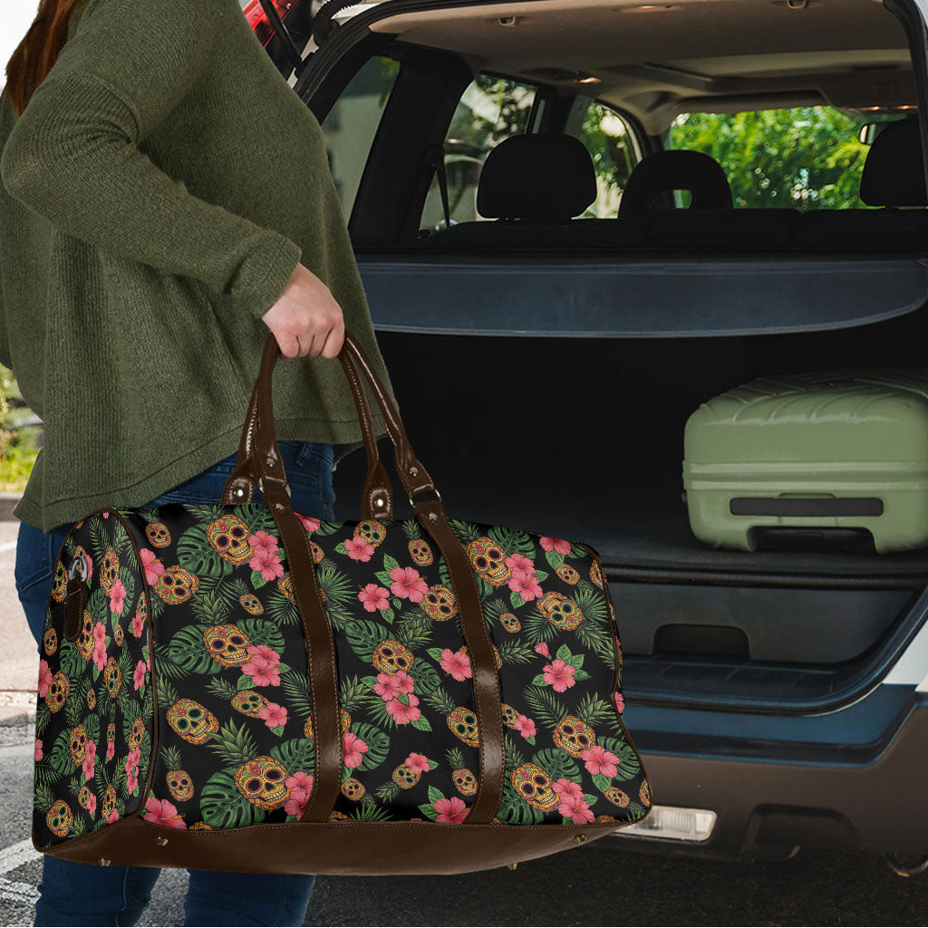 Tropical Calavera Hawaiian Travel Bag Sugar Skull Pineapple Hibiscus Floral DT05 - Polynesian Pride