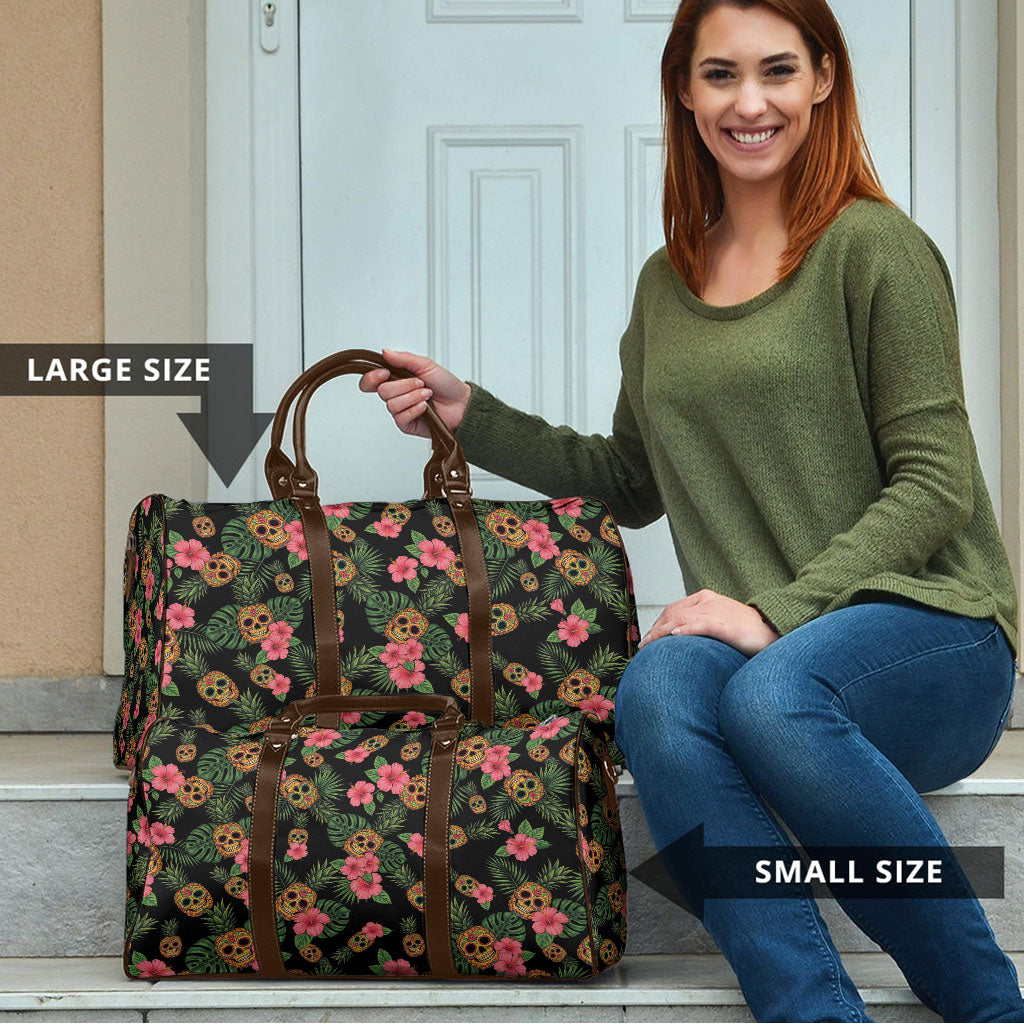 Tropical Calavera Hawaiian Travel Bag Sugar Skull Pineapple Hibiscus Floral DT05 - Polynesian Pride
