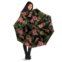 Tropical Calavera Hawaiian Umbrella Sugar Skull Pineapple Hibiscus Floral DT05 - Polynesian Pride