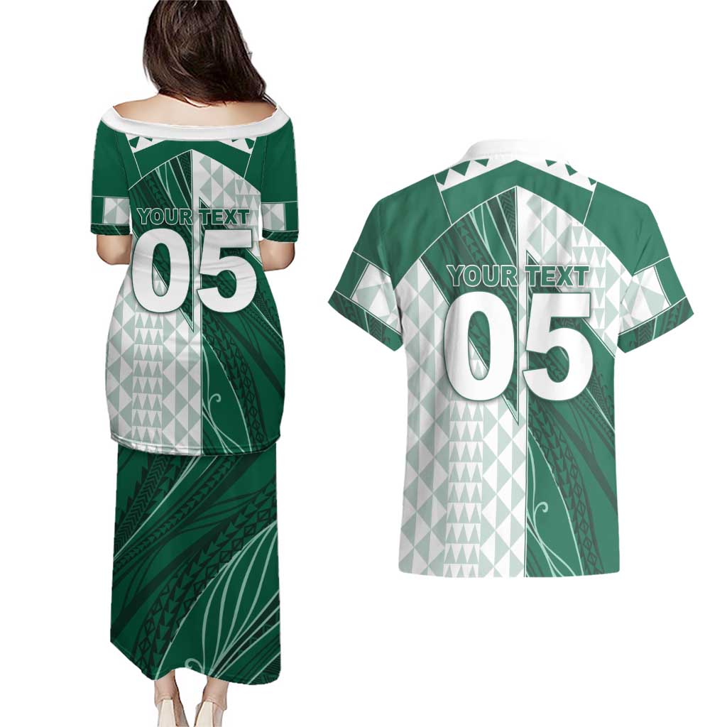 Custom Hawaii Volleyball Couples Matching Puletasi and Hawaiian Shirt Shaka Aloha Hand