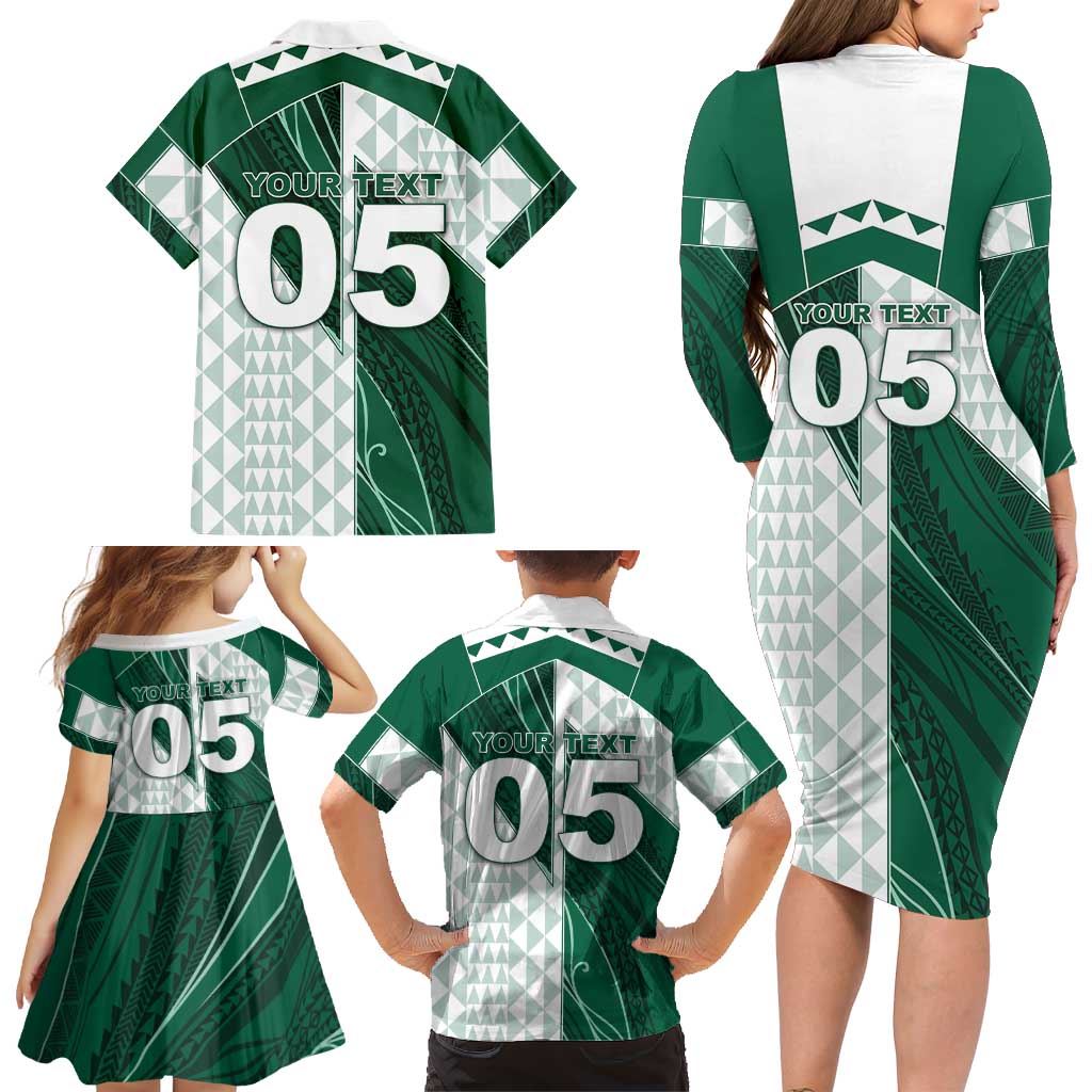 Custom Hawaii Volleyball Family Matching Long Sleeve Bodycon Dress and Hawaiian Shirt Shaka Aloha Hand DT05 - Polynesian Pride