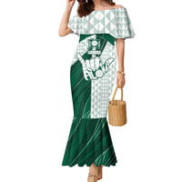 Custom Hawaii Volleyball Family Matching Mermaid Dress and Hawaiian Shirt Shaka Aloha Hand DT05 Mom's Dress Green - Polynesian Pride
