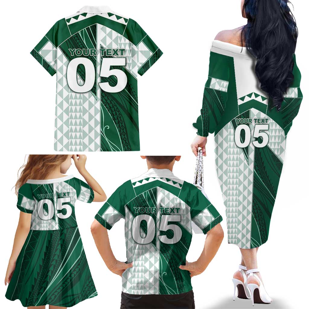 Custom Hawaii Volleyball Family Matching Off The Shoulder Long Sleeve Dress and Hawaiian Shirt Shaka Aloha Hand DT05 - Polynesian Pride