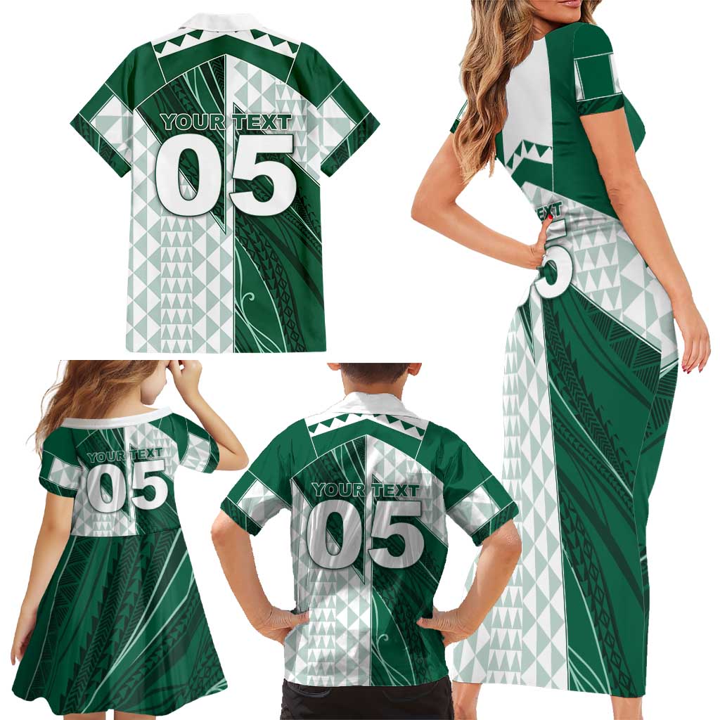 Custom Hawaii Volleyball Family Matching Short Sleeve Bodycon Dress and Hawaiian Shirt Shaka Aloha Hand DT05 - Polynesian Pride