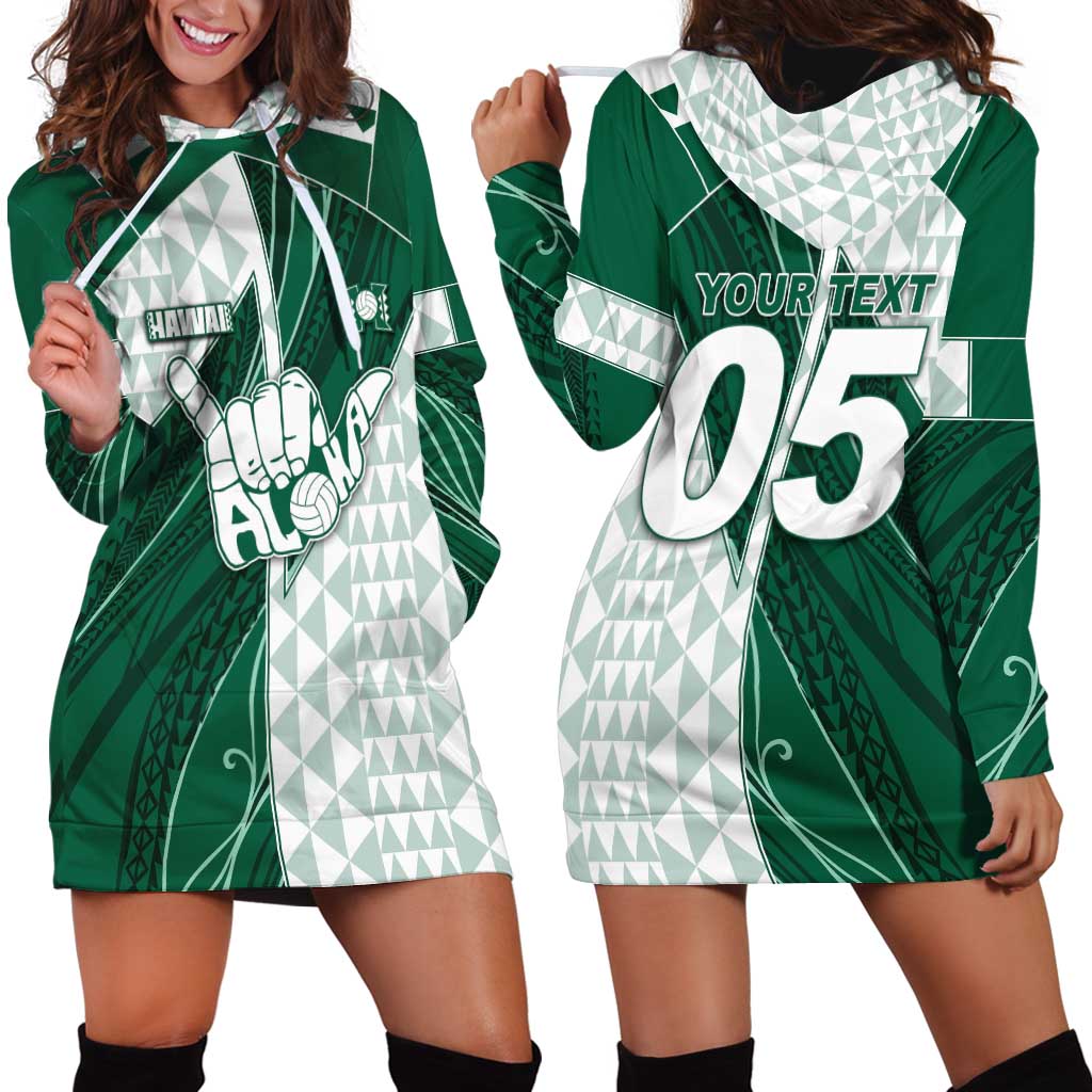 Custom Hawaii Volleyball Hoodie Dress Shaka Aloha Hand