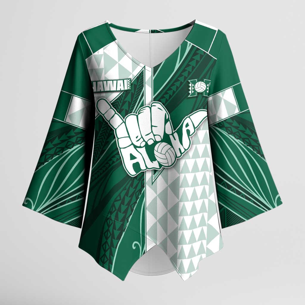 Custom Hawaii Volleyball Kimono Sleeve Blouse Shaka Aloha Hand