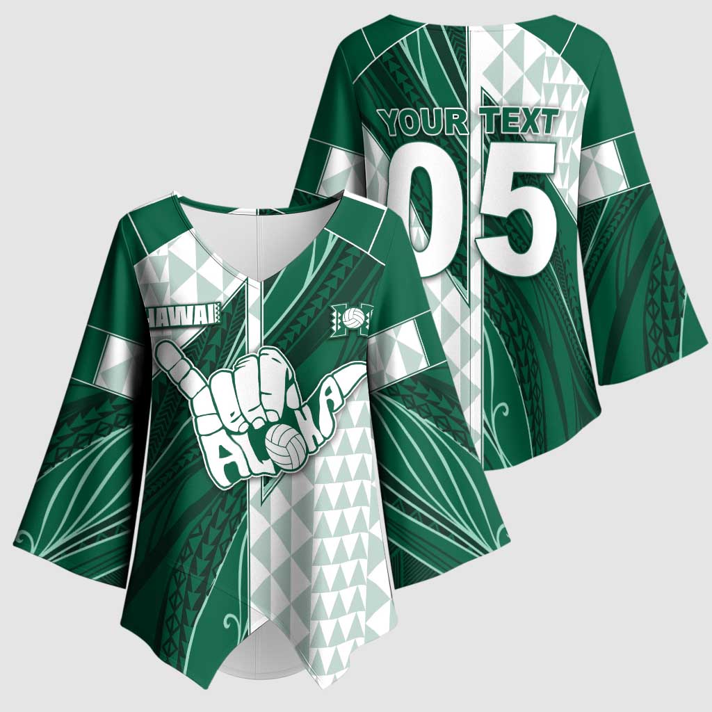 Custom Hawaii Volleyball Kimono Sleeve Blouse Shaka Aloha Hand