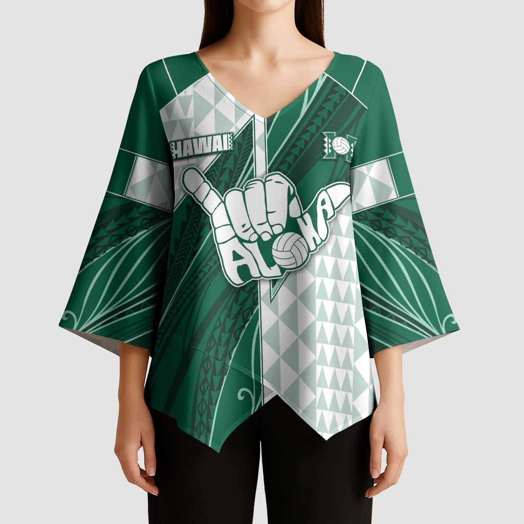 Custom Hawaii Volleyball Kimono Sleeve Blouse Shaka Aloha Hand