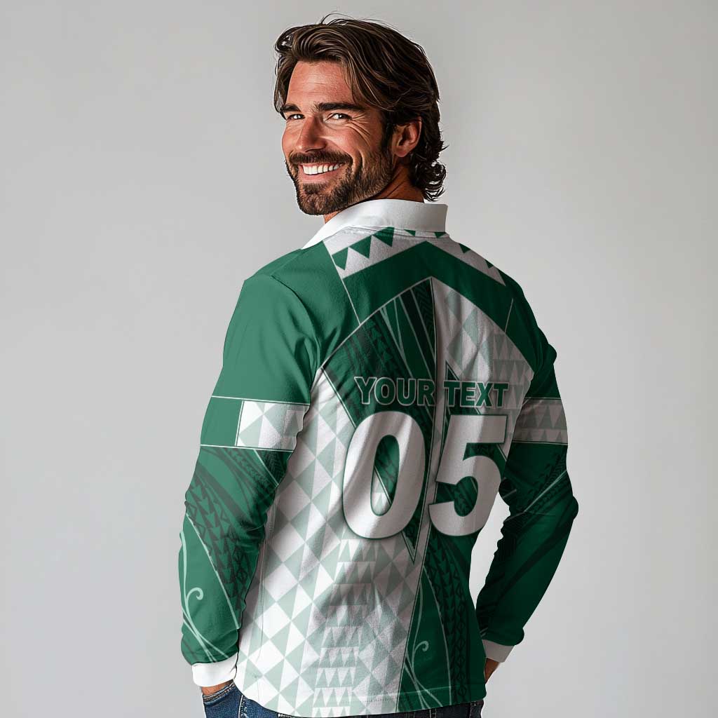 Custom Hawaii Volleyball Long Sleeve Polo Shirt Shaka Aloha Hand