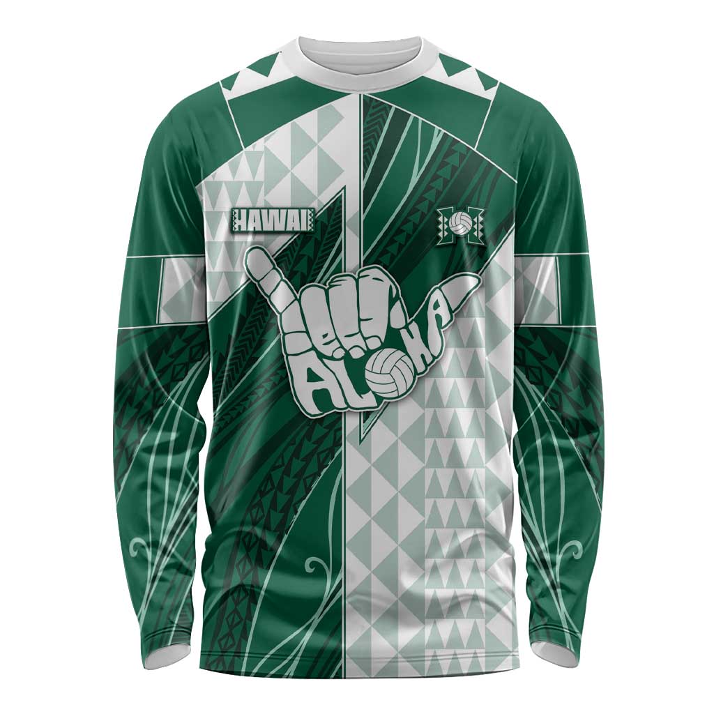 Custom Hawaii Volleyball Long Sleeve Shirt Shaka Aloha Hand