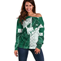 Custom Hawaii Volleyball Off Shoulder Sweater Shaka Aloha Hand