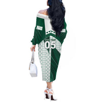 Custom Hawaii Volleyball Off The Shoulder Long Sleeve Dress Shaka Aloha Hand