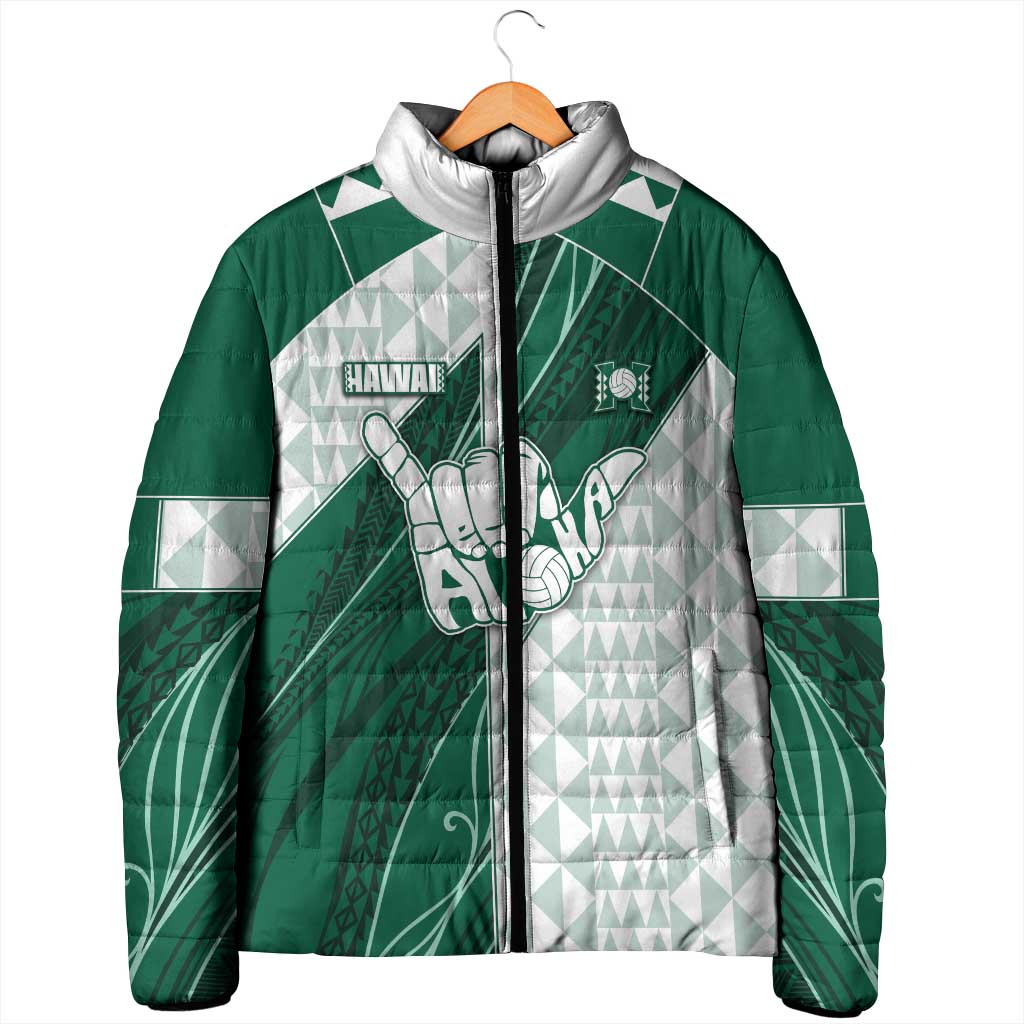 Custom Hawaii Volleyball Padded Jacket Shaka Aloha Hand