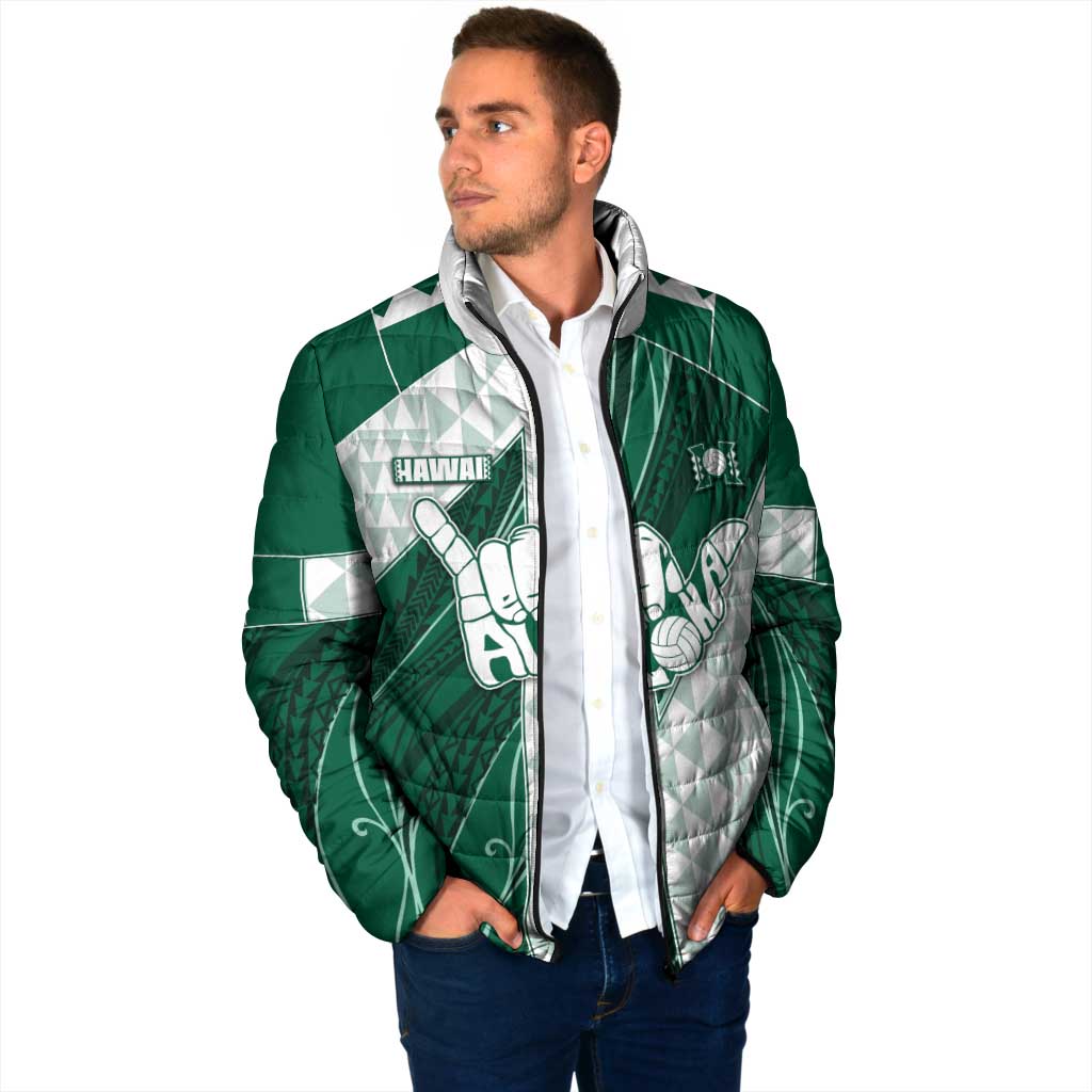 Custom Hawaii Volleyball Padded Jacket Shaka Aloha Hand