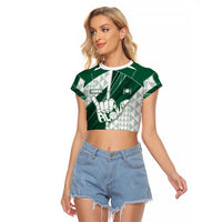 Custom Hawaii Volleyball Raglan Cropped T Shirt Shaka Aloha Hand